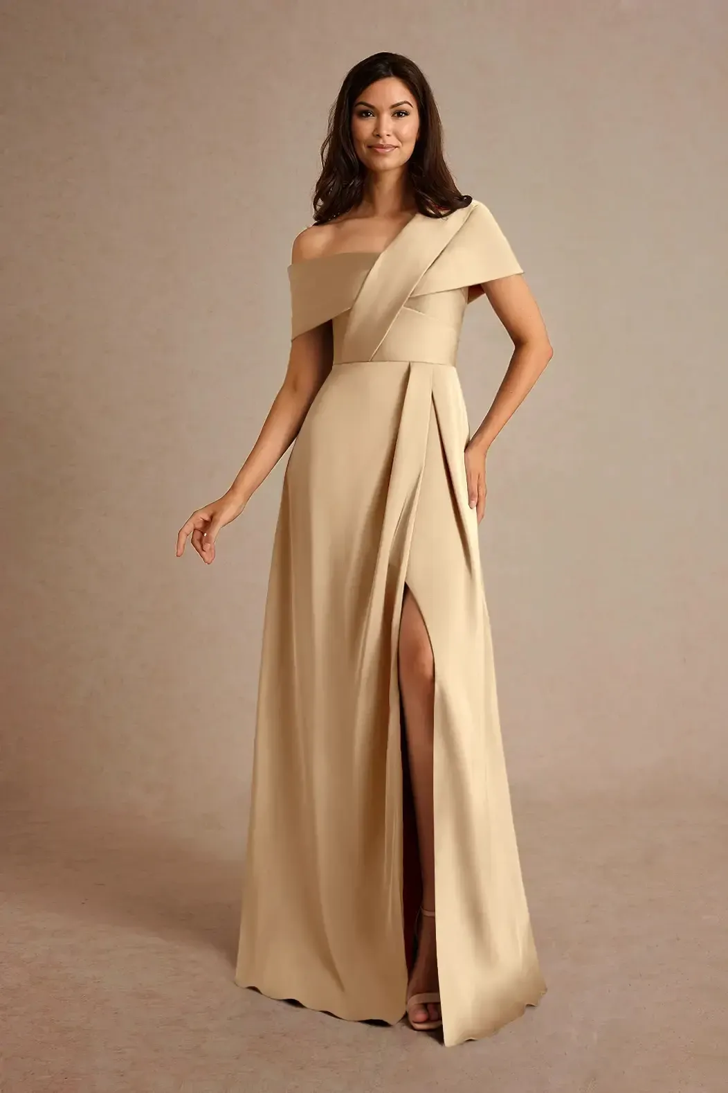 Daisda Asymmetrical Neckline One Shoulder Long A-Line Mother Of The Bride Dress With Split