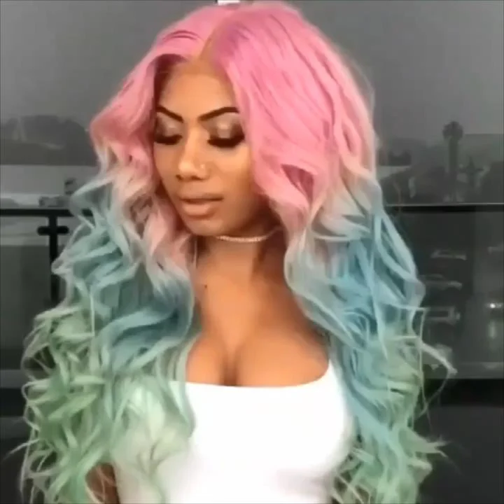 Zaesvini Hair® | (🔥HOT)Pink Colorful Lace Wig Trendy Wave Wig/Pink Colorful Zaesvini