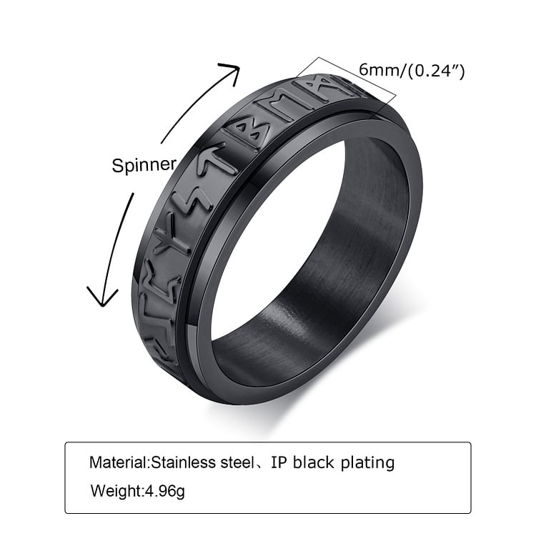 Viking Rune Stainless Steel Turning Ring