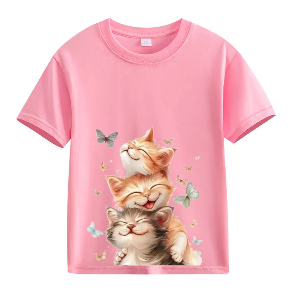 【2Y-13Y】Smiling Kittens & Butterflies Toddler T-Shirt