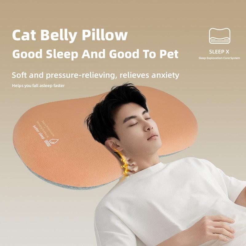 Cat Belly Pillow for Better Sleep and Stress Relief – Soft Contour Design to Help You Relax and Fall Asleep Faster