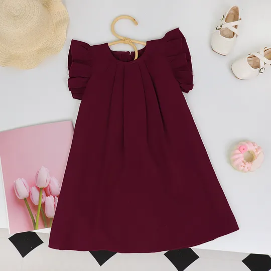 【2Y-7Y】Girls Multicolor Solid Dress