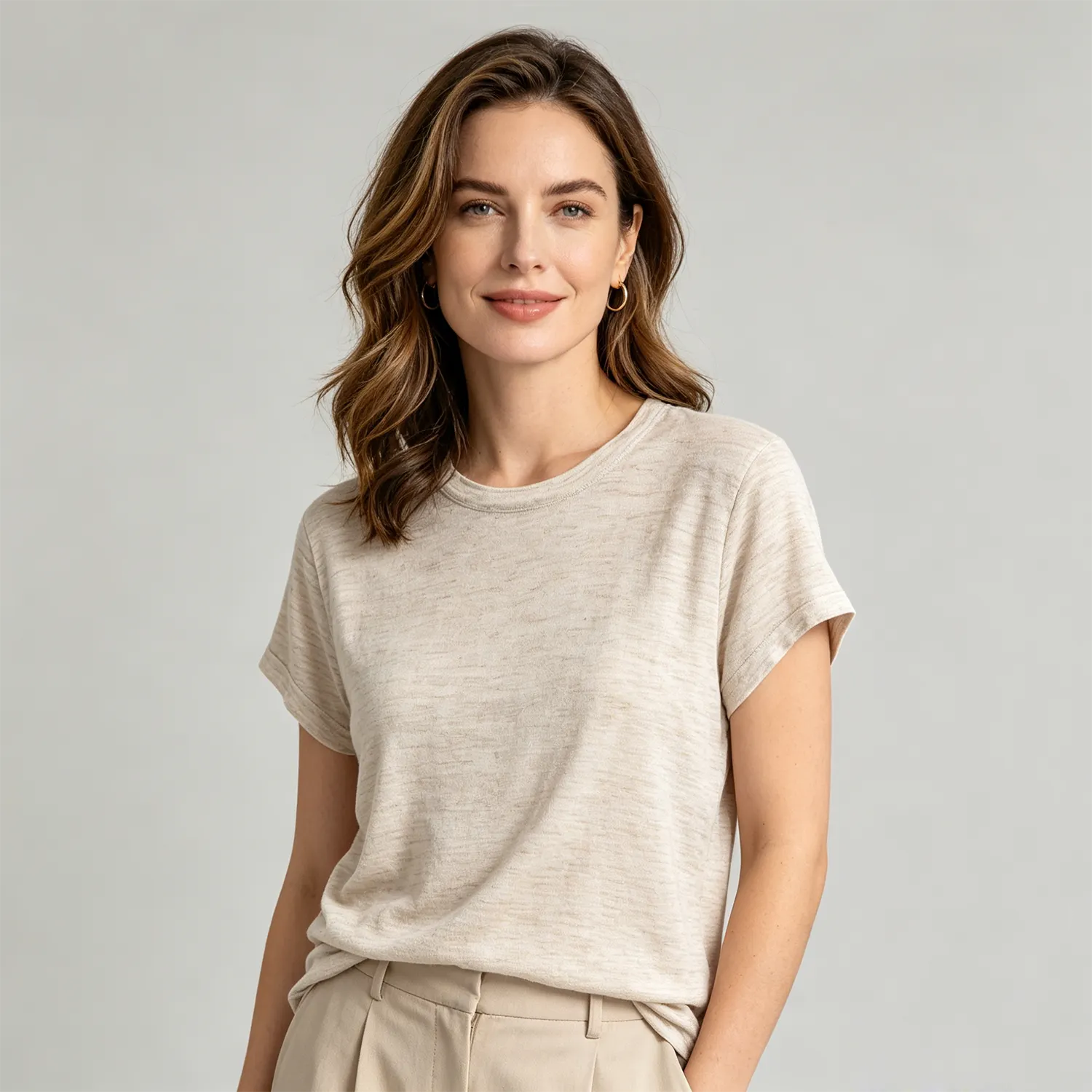 Linen T-Shirt Knit Short Sleeve Relaxed Fit Summer Vacation REAL SILK LIFE
