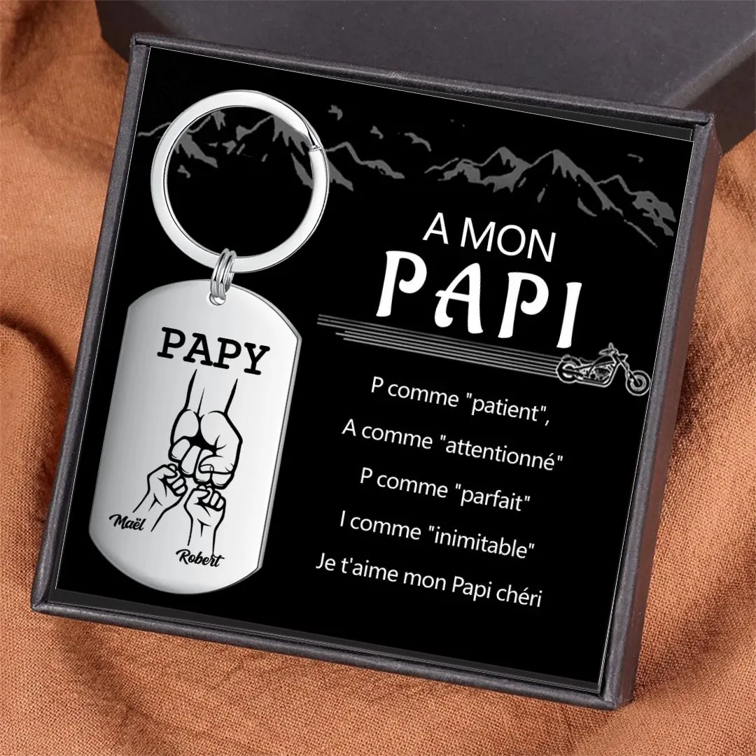 Porte-clés Gravé "Parrain" - Cadeau Fête Des Pères, Anniversaire Papa, Acier Inoxydable, Design Cœur