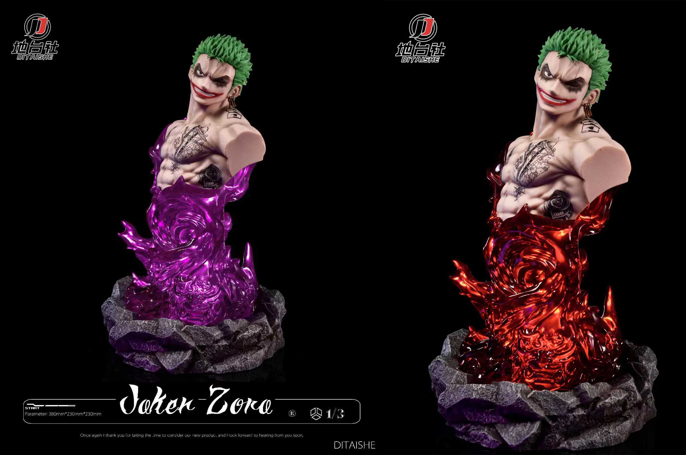 Joker Cosplay Roronoa Zoro Bust Statue With Led Dc One Piece Resin