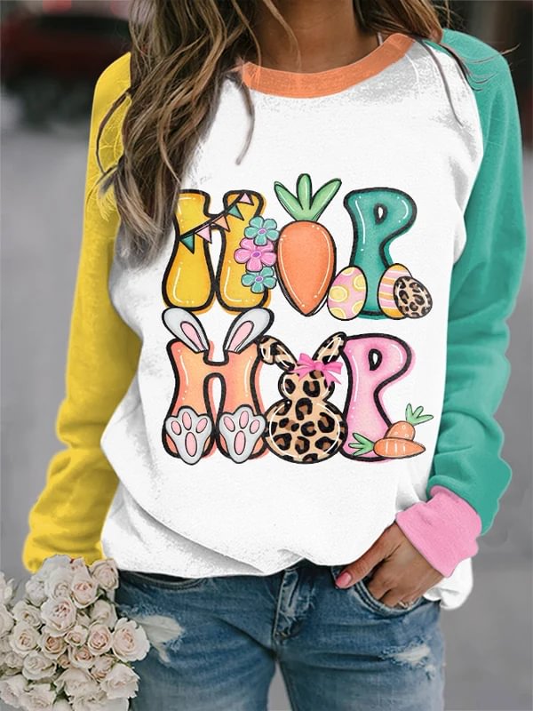 VChics Women's Easter Bunny Hip Hop Print Sweatshirt