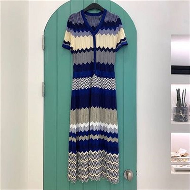 Ins Korean Style OL Temperament Patchwork Summer Maxi Dress for Ladies Short Sleeve Vintage Chic Female Sundresses 2020 - BlackFridayBuys