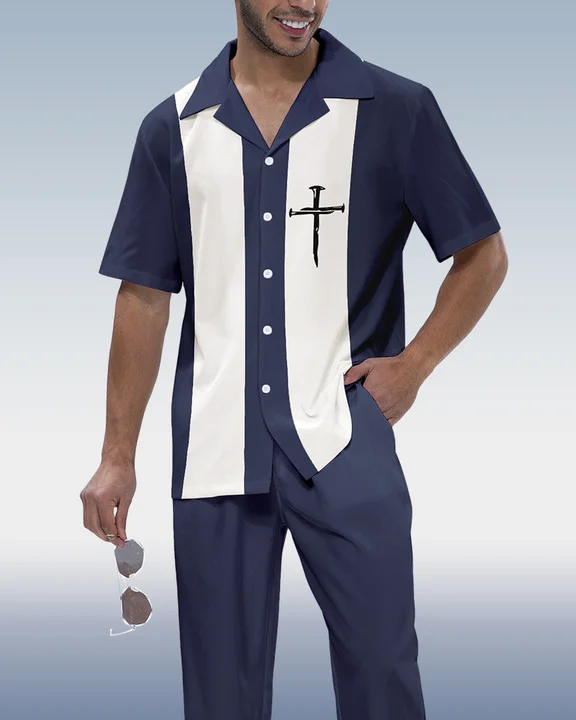 Suitmens Men's Colorblock Short Sleeve Shirt 317