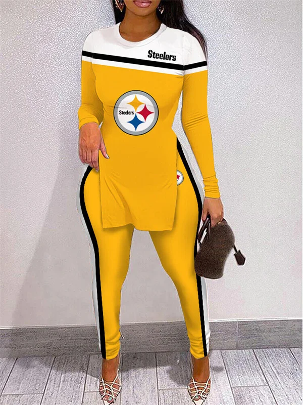Pittsburgh SteelersLimited Edition High Slit Shirts And Leggings Two-Piece Suits