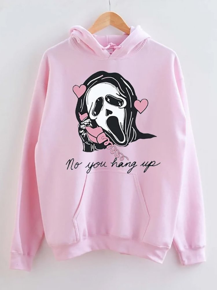 No You Hang Up First Grimace Print Casual Hoodie