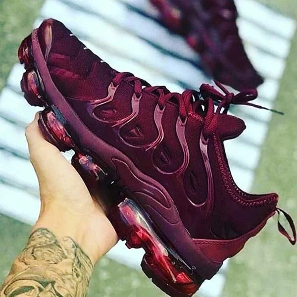 Solid Color Air Cushion Burgundy Sneakers
