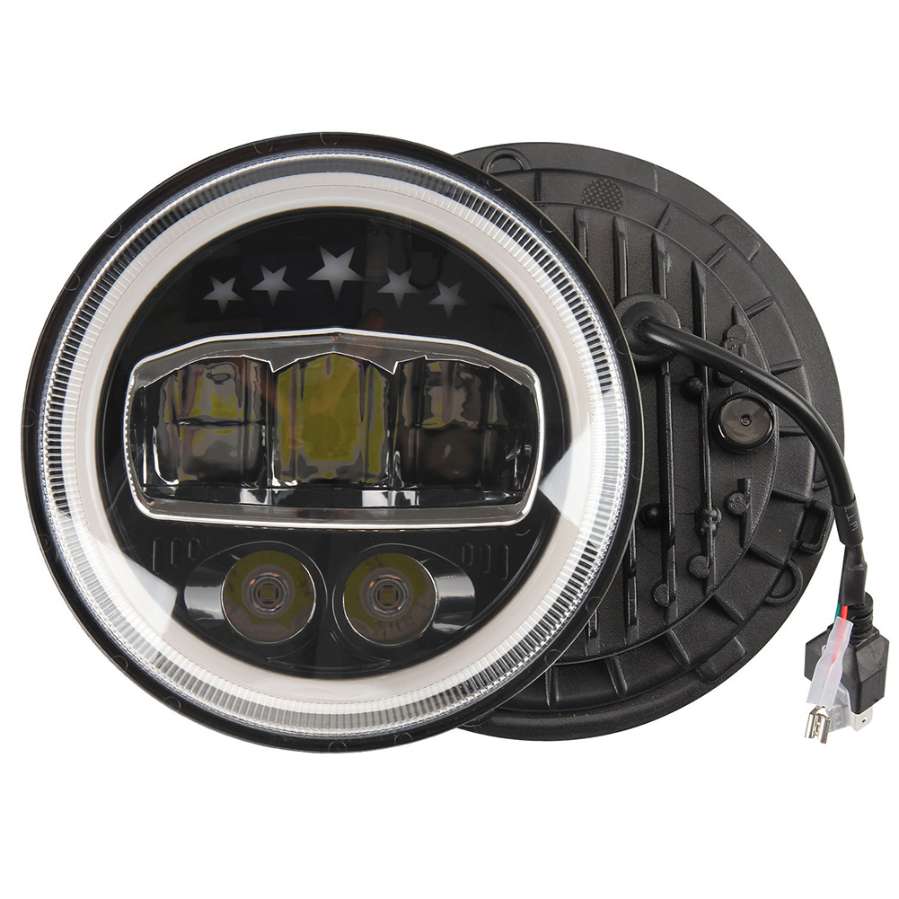 7 inch Round LED Headlight High Low Beam Halo White DRL Amber Turn Signal, 501 Original
7 inch Round LED Headlight High Low Beam Halo White DRL Amber Turn Signal, 501 Original