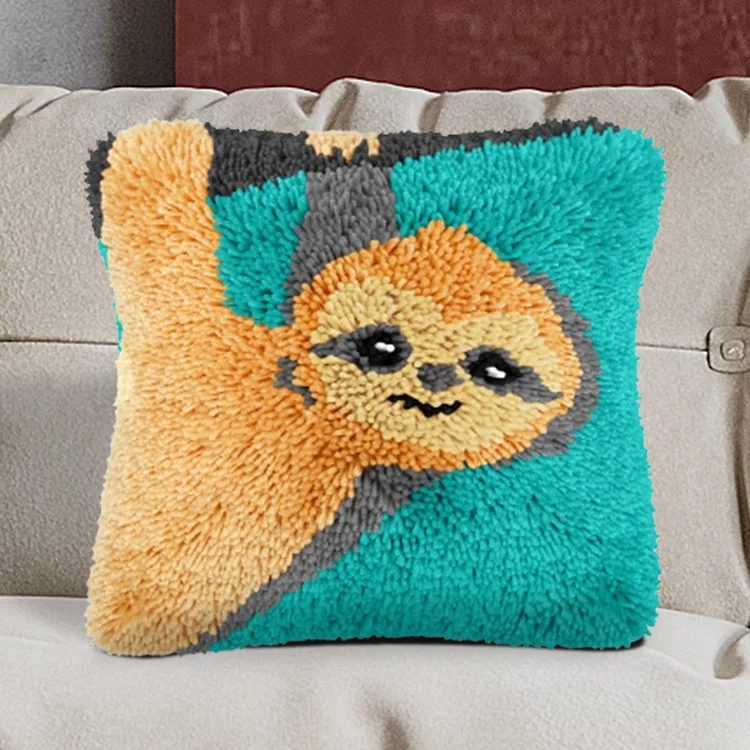 Happy Sloth Latch Hook Pillow Kit for Adult, Beginner and Kid veirousa