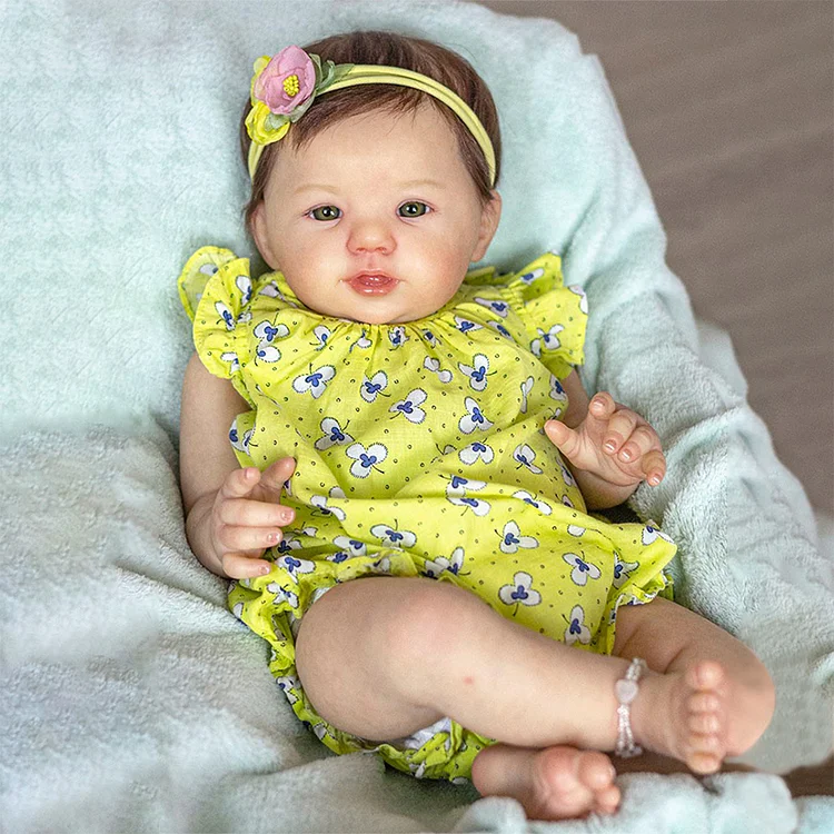  20'' Adorable Reborn Toddler Baby Girl Doll Jamak with Hand-Rooted Brown Hair - Reborndollsshop®-Reborndollsshop®