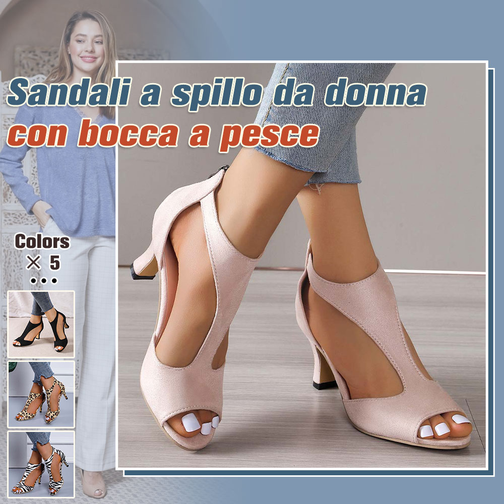 Sandali con tacco alto con cerniera posteriore da donna