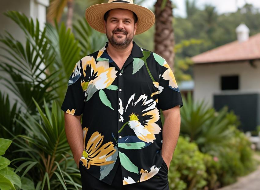 The Hawaiian shirts short set in BigTallKings.