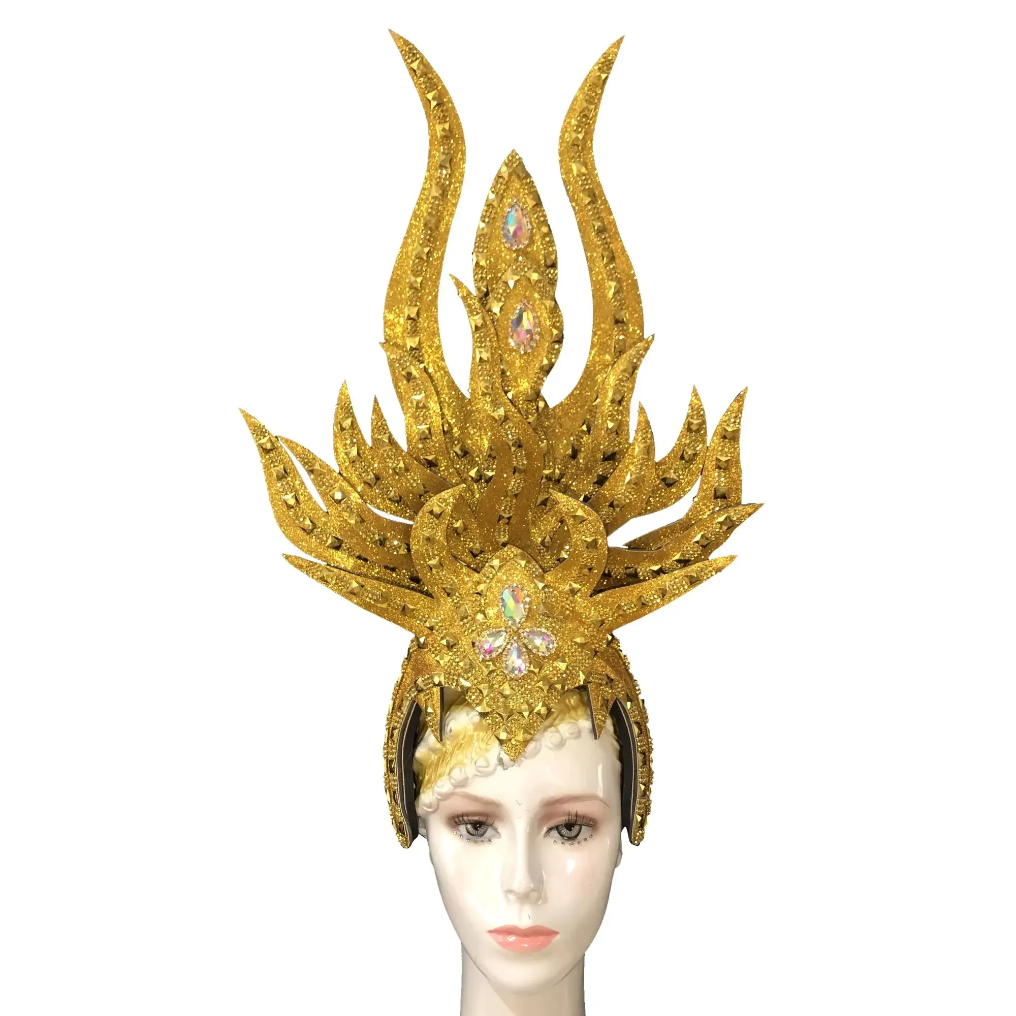 VCSHOES Feather headdress samba costume carnival halloween party bar performance hat makeup dance wings parade White red black yellow