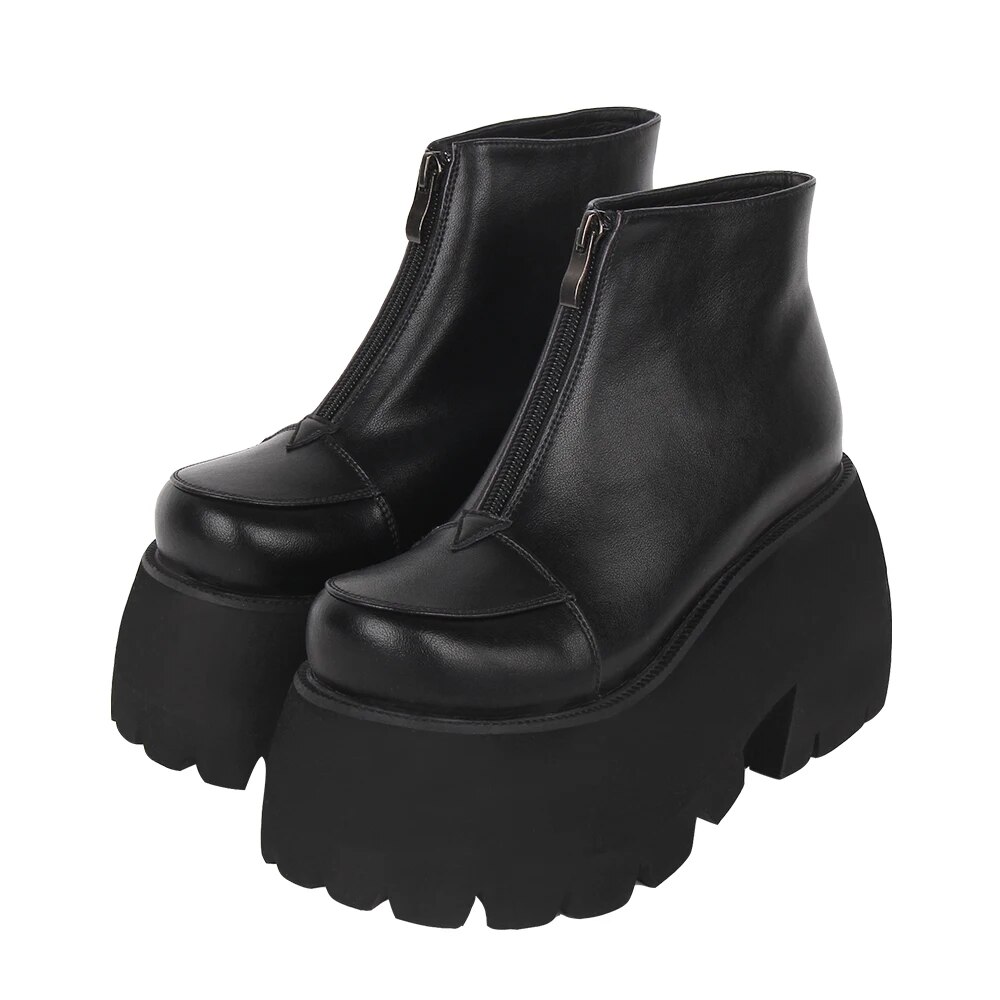 VCshoes Women Motorcycle Cool Punk Ankle Boots Lady Dark Style Shoes Woman Gothic High Heels Pumps 10cm Short Boots 9631