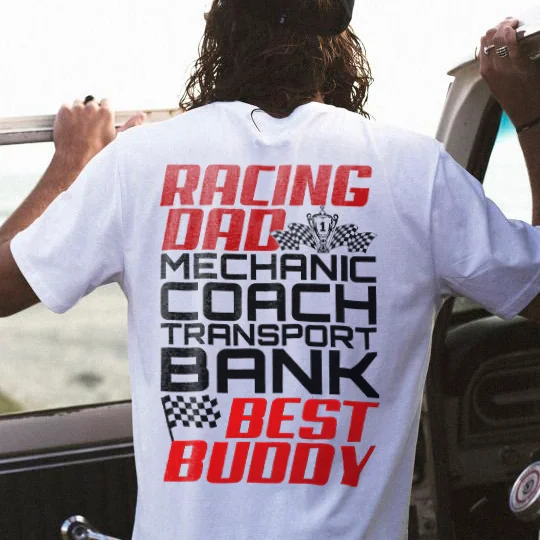 Racing Dad Mechanic Coach Transport Best Buddy Printed Men's T-shirt - Devcarry