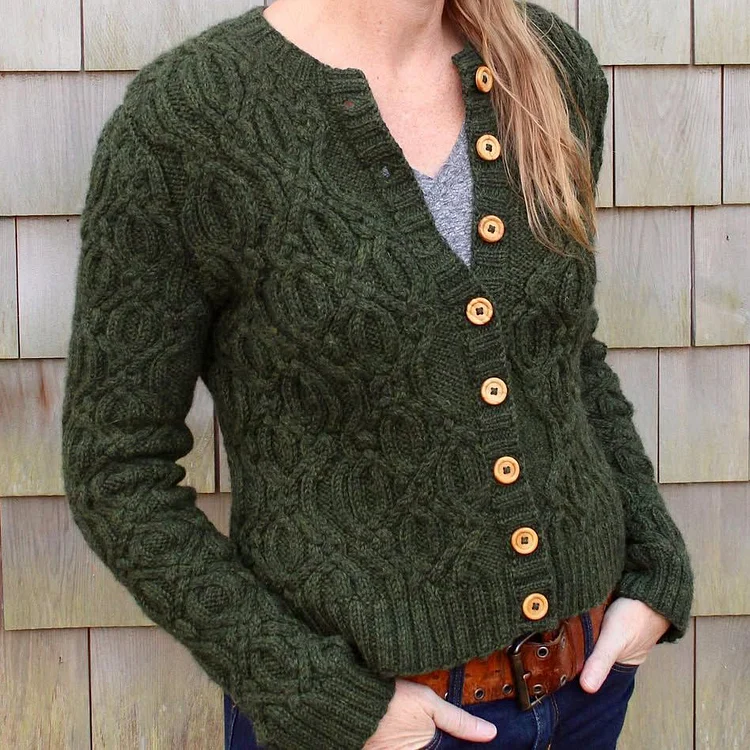 Women's Aran Knit Cozy Cardigan