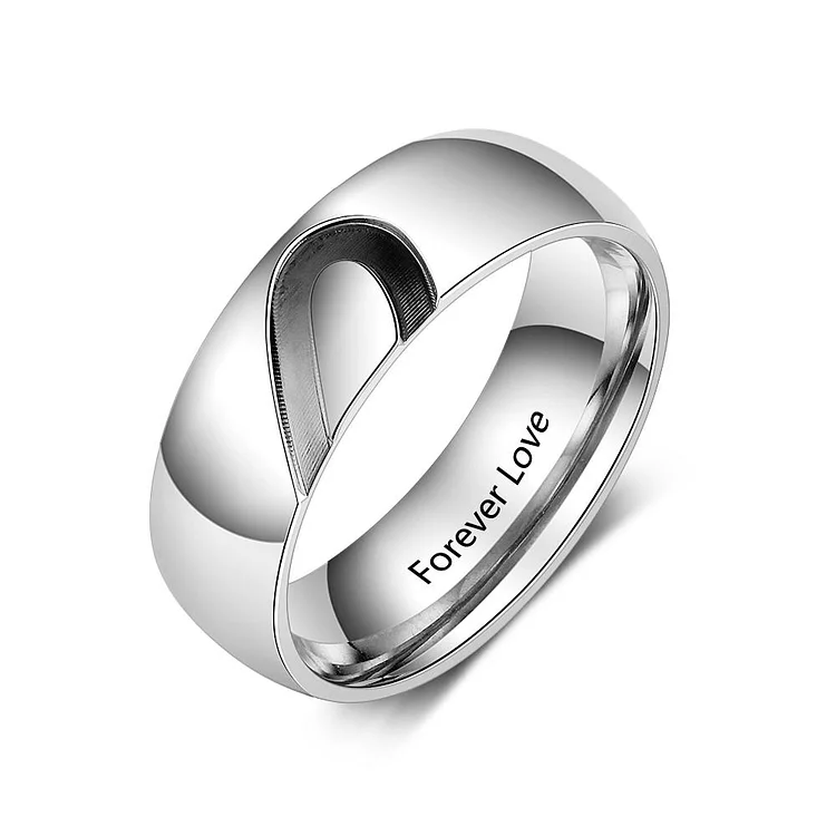 Half Heart Matching Promise Rings for Couple Lovers Custom Engraved Bands Ring