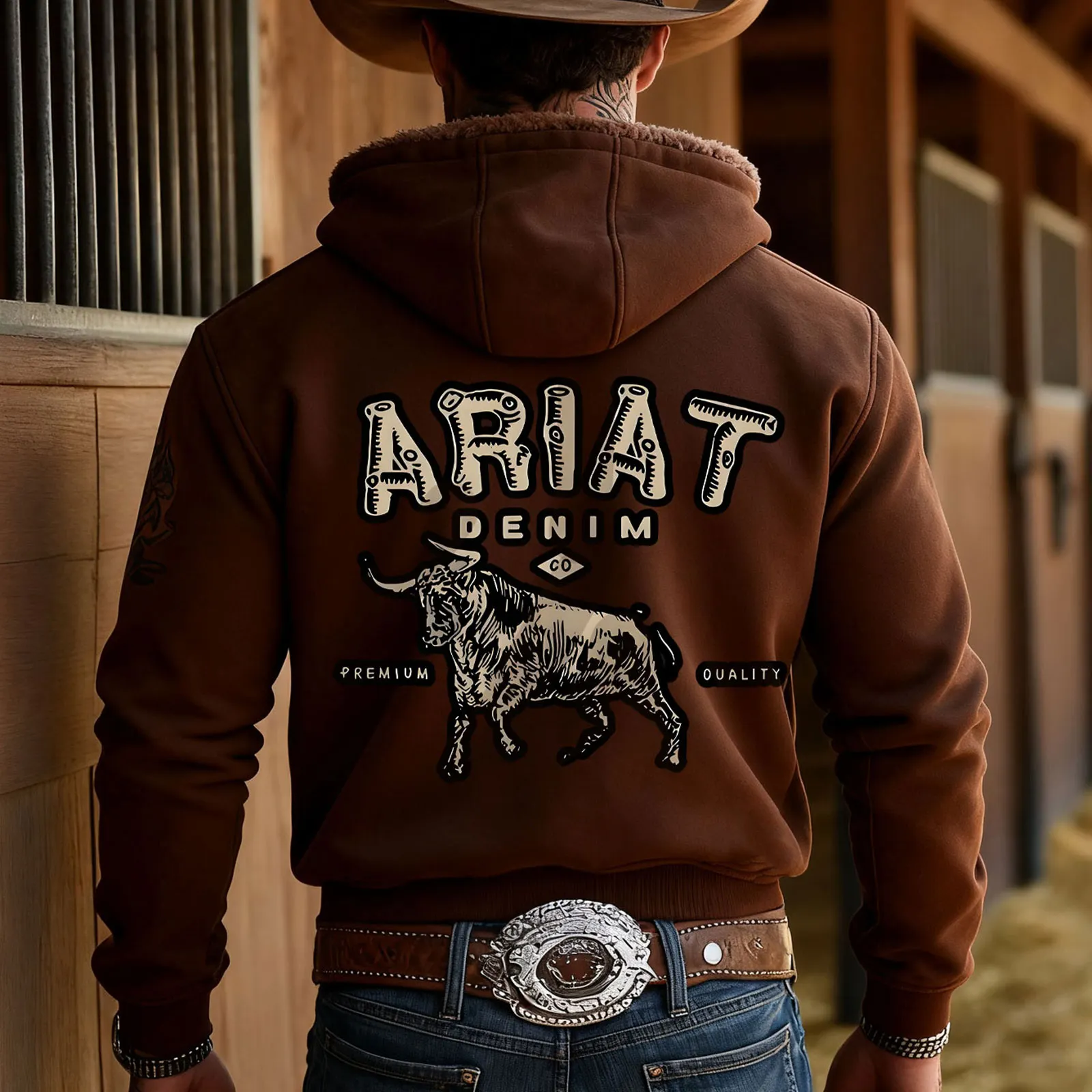 Premium Hooded Jacket With Bull Graphic Design For Men