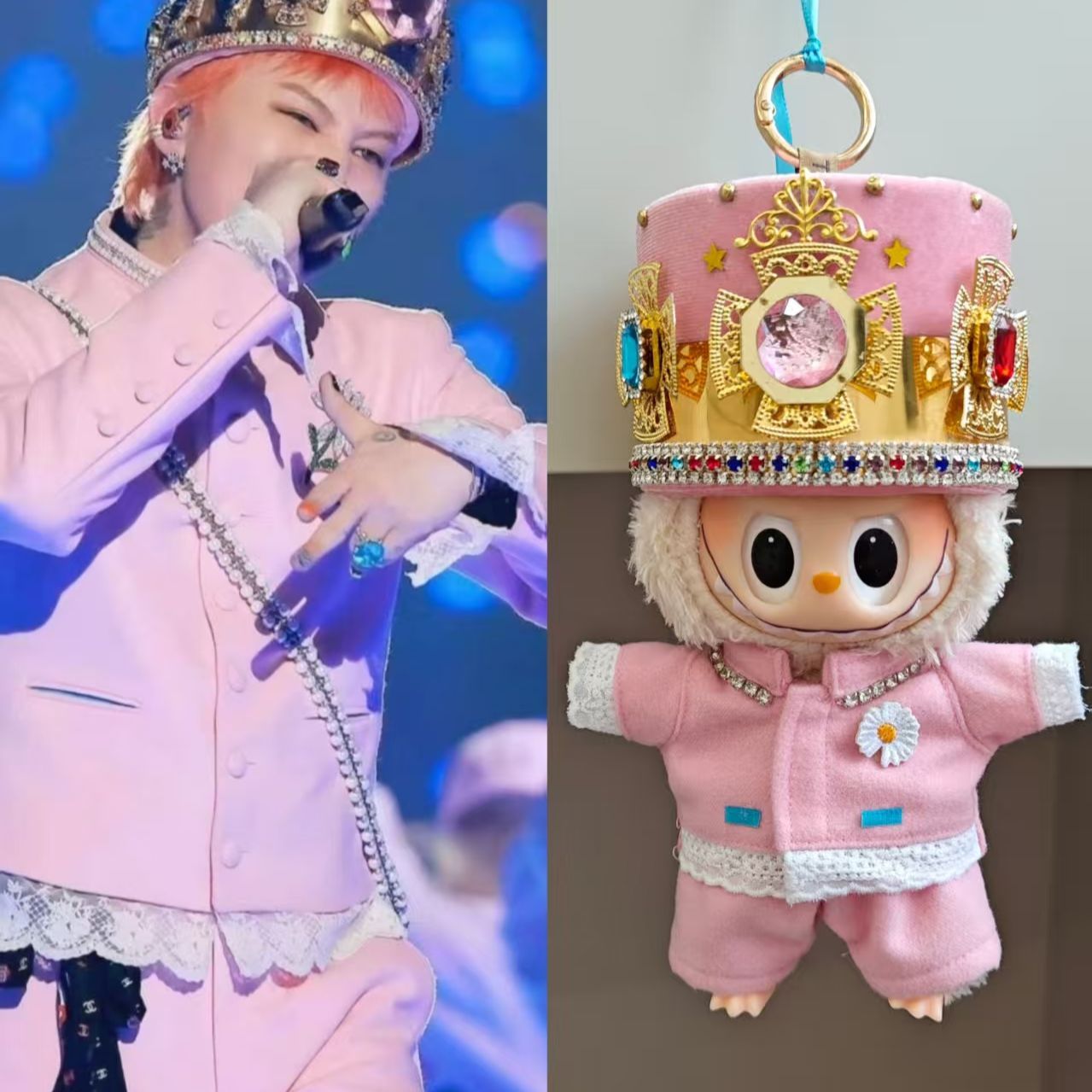 Labubu Replacing Clothes GD Style G-Dragon Pink Suit Doll Clothes