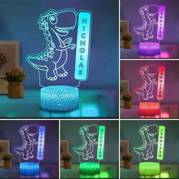 Personalized Name Night Light Dinosaur LED Lamp for Kids