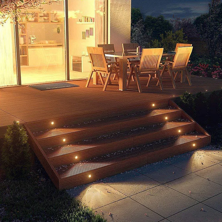 8 Pcs LED Deck Stair Lights Outdoor Step Lights Recessed Garden Lights In-ground Lights - Appledas