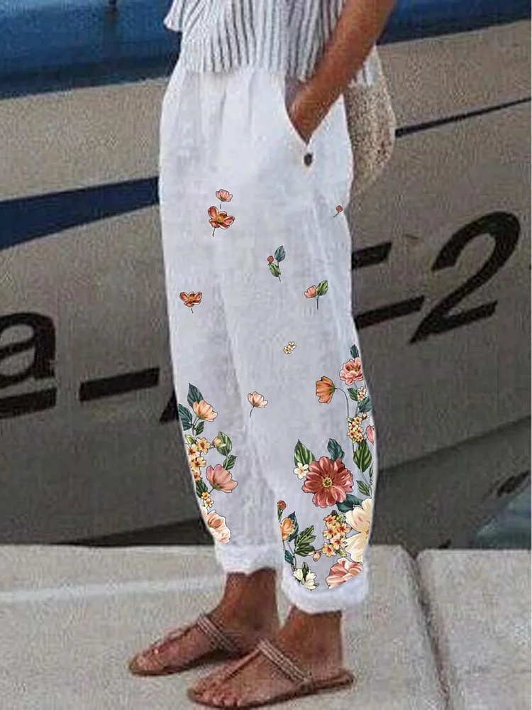 Women's Leisure Printed Pocket Casual Pants socialshop