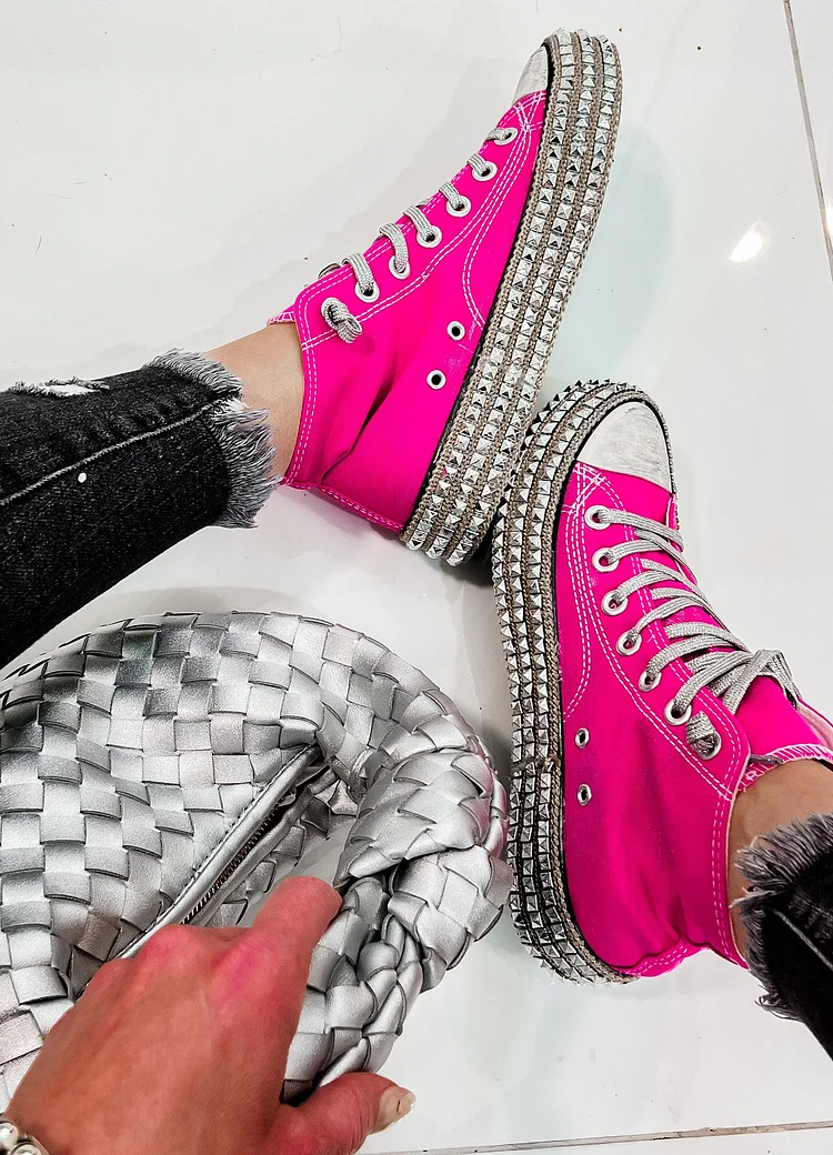 Pink Studded High Top Sneaker