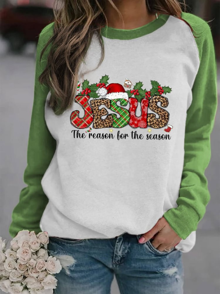 Comstylish Jesus The Reason For The Season Print Sweatshirt