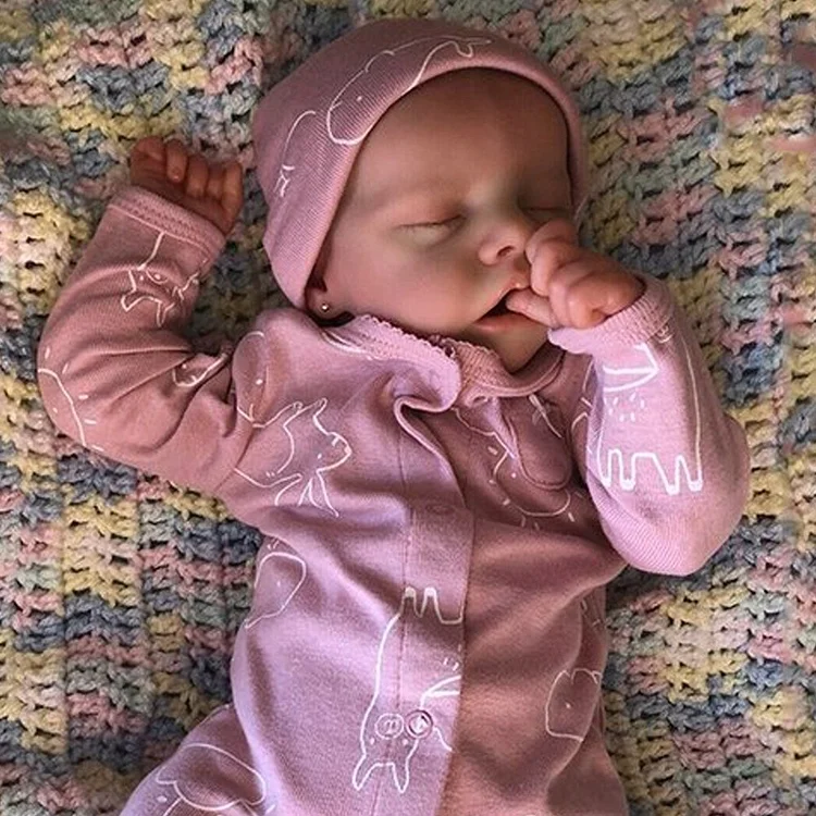  17'' Realistic Lifelike Marilla Silicone Reborn Newborn Baby Doll Girl with Hand-painted Hair Eyes Closed By Reborndollsshop® - Reborndollsshop®-Reborndollsshop®
