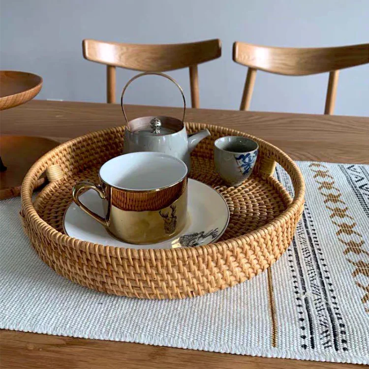 Handmade Round Rattan Organiser | AvasHome