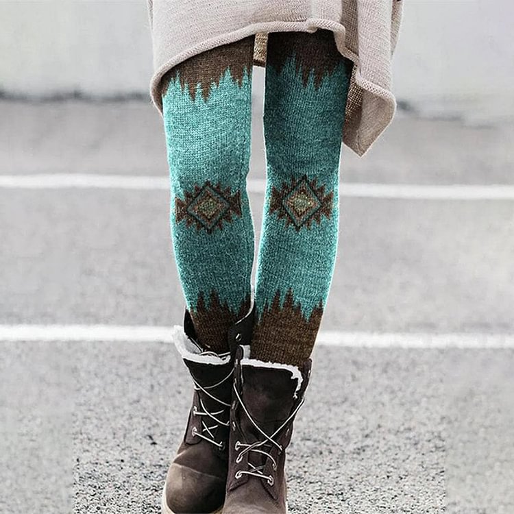 Vefave Vintage Western Print Casual Leggings