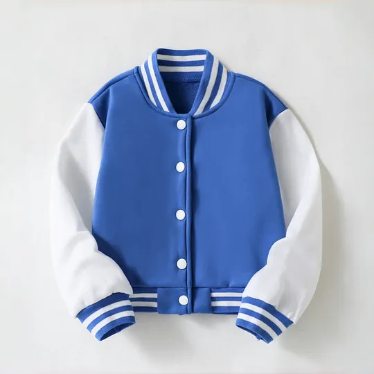 【4Y-10Y】Unisex Collegiate Colorblock Casual Varsity Jacket