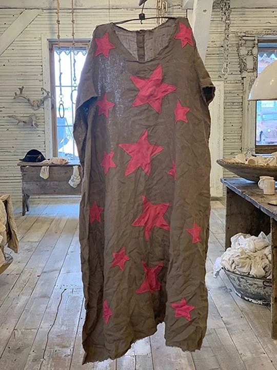 Star Print Casual Shift Dress
