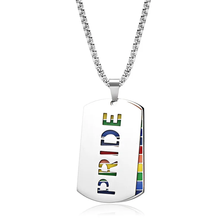 Pride Rainbow Flag Titanium Steel Military Badge Pendant