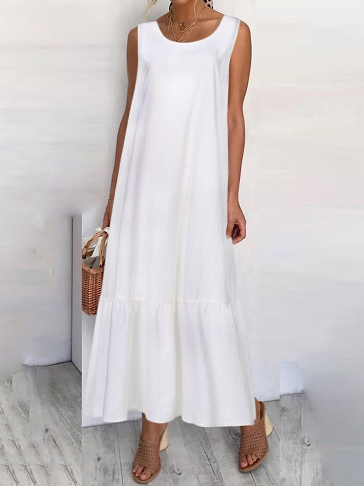 Celmia Women Maxi Long Dress Fashion Summer Sundress Vintage Cotton Ruffles Casual Loose Sleeveless Party Thin Vestidos