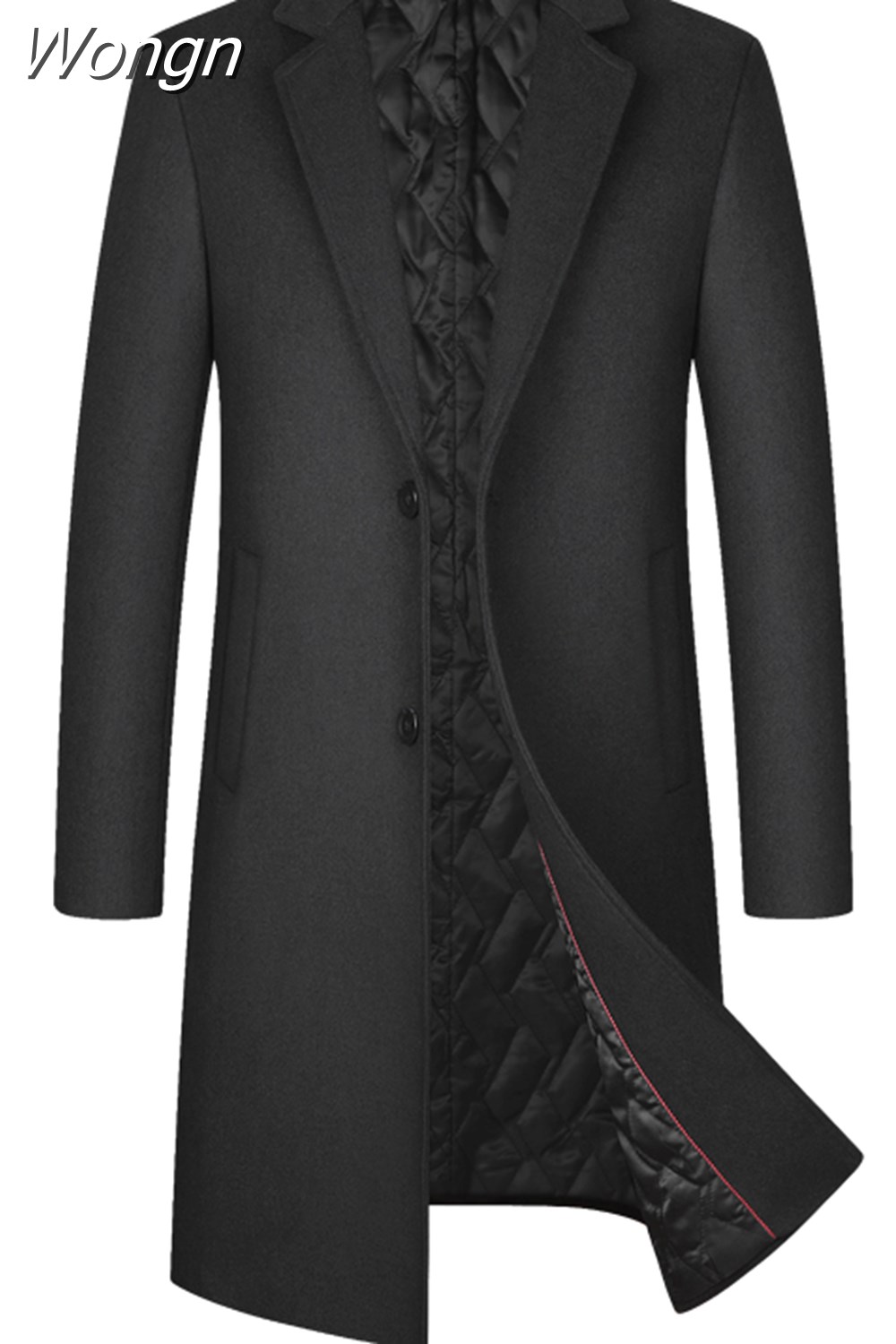 Wongn Winter Wool Coat Men Fashion Long Wool Blends England Style