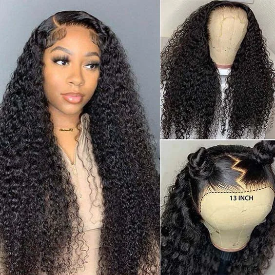 Deep Curly Glueless 13x6 Lace Frontal Wig Deep Hairparting