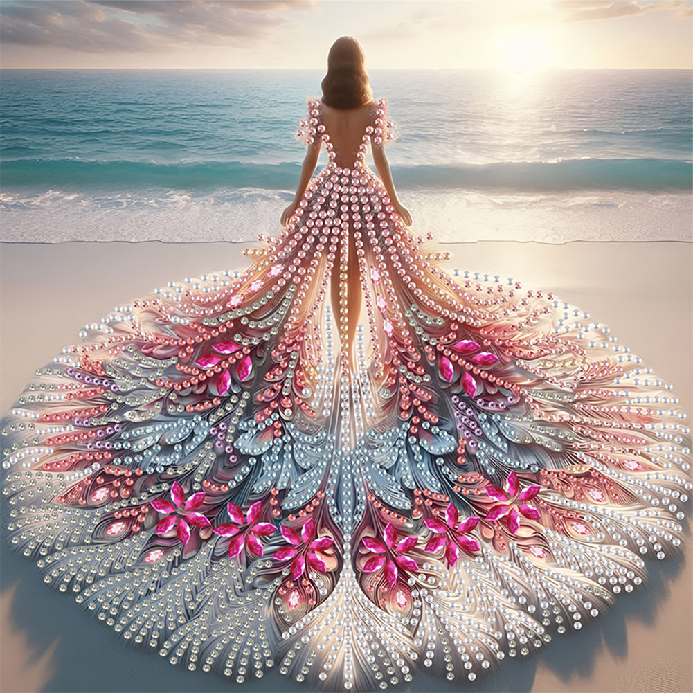 Diamond Painting - Partial Special Shaped - Gorgeous Skirt Girl (30*30CM)
