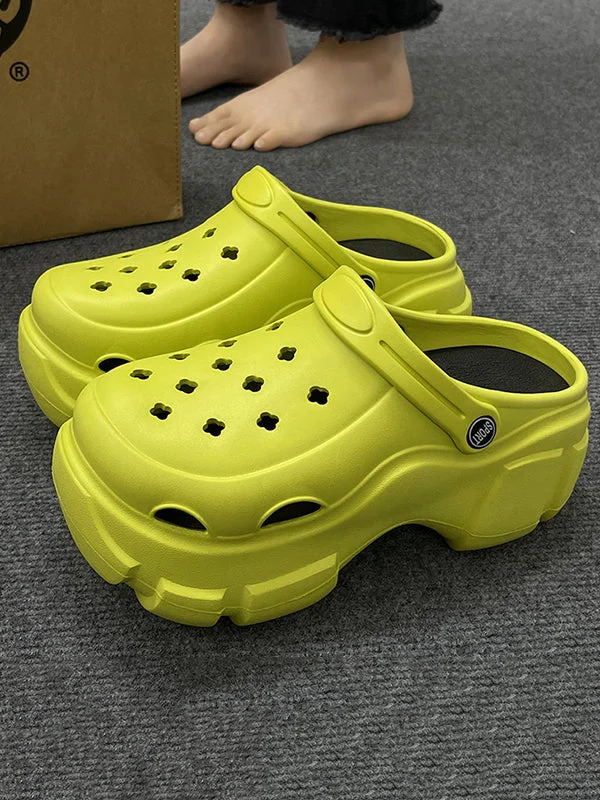 Hollow Round-Toe Slider Sandals Platform Shoes Crocs