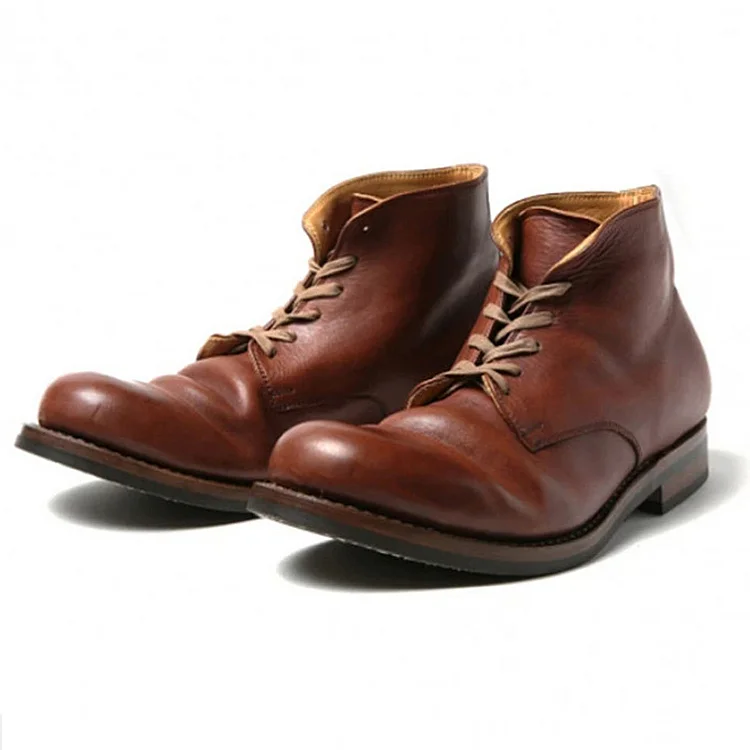 TIMSMEN Men's Vintage Handmade Leather Lace Up Boots