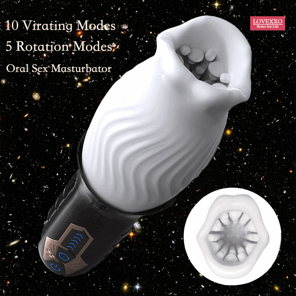 Alexander - 10 Vibration 5 Rotation Oral Sex Masturbator & 360° Automatic Rotation Vibrator Bare Sleeve
