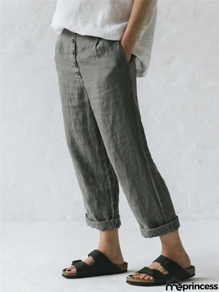 Women's Comfy Summer Casual Cotton Linen Trousers