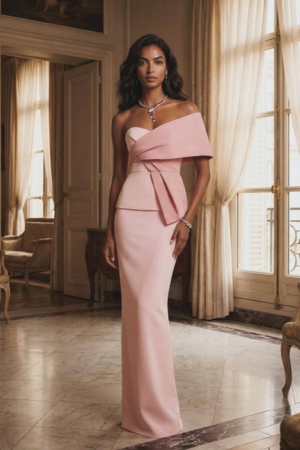 slimming formal dresses Built-In Shapewear 95% cotton Timeless Pink One Shoulder Prom