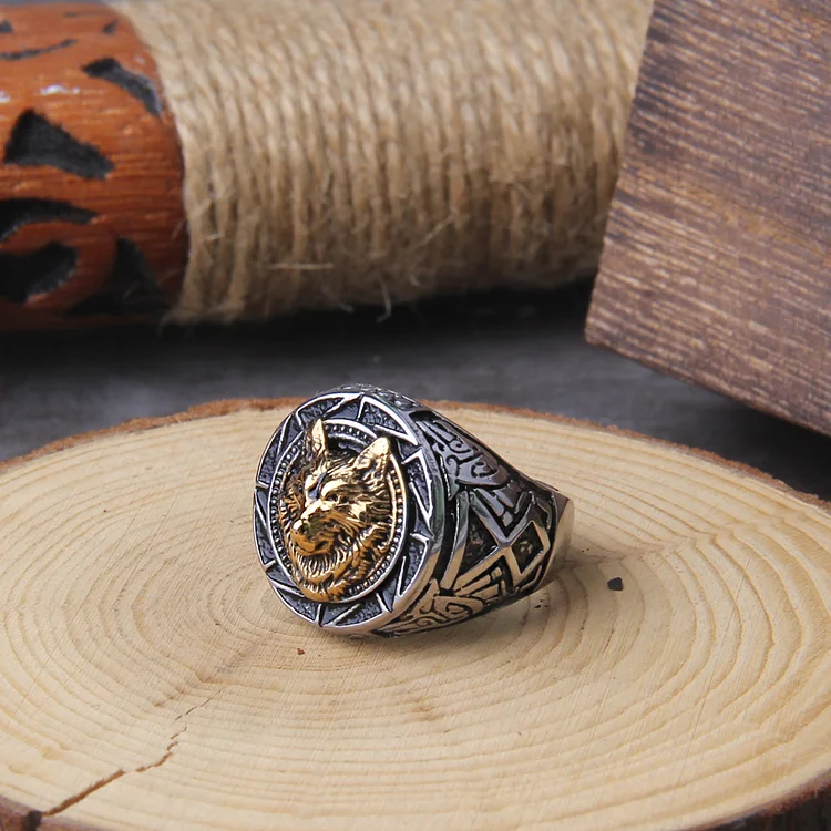 Viking Wolf Head Stainless Steel Ring
