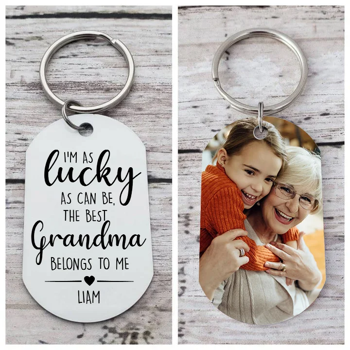 Personalized Photo Keychain Custom Name Keychain Grandparents' Day Gift for Grandma