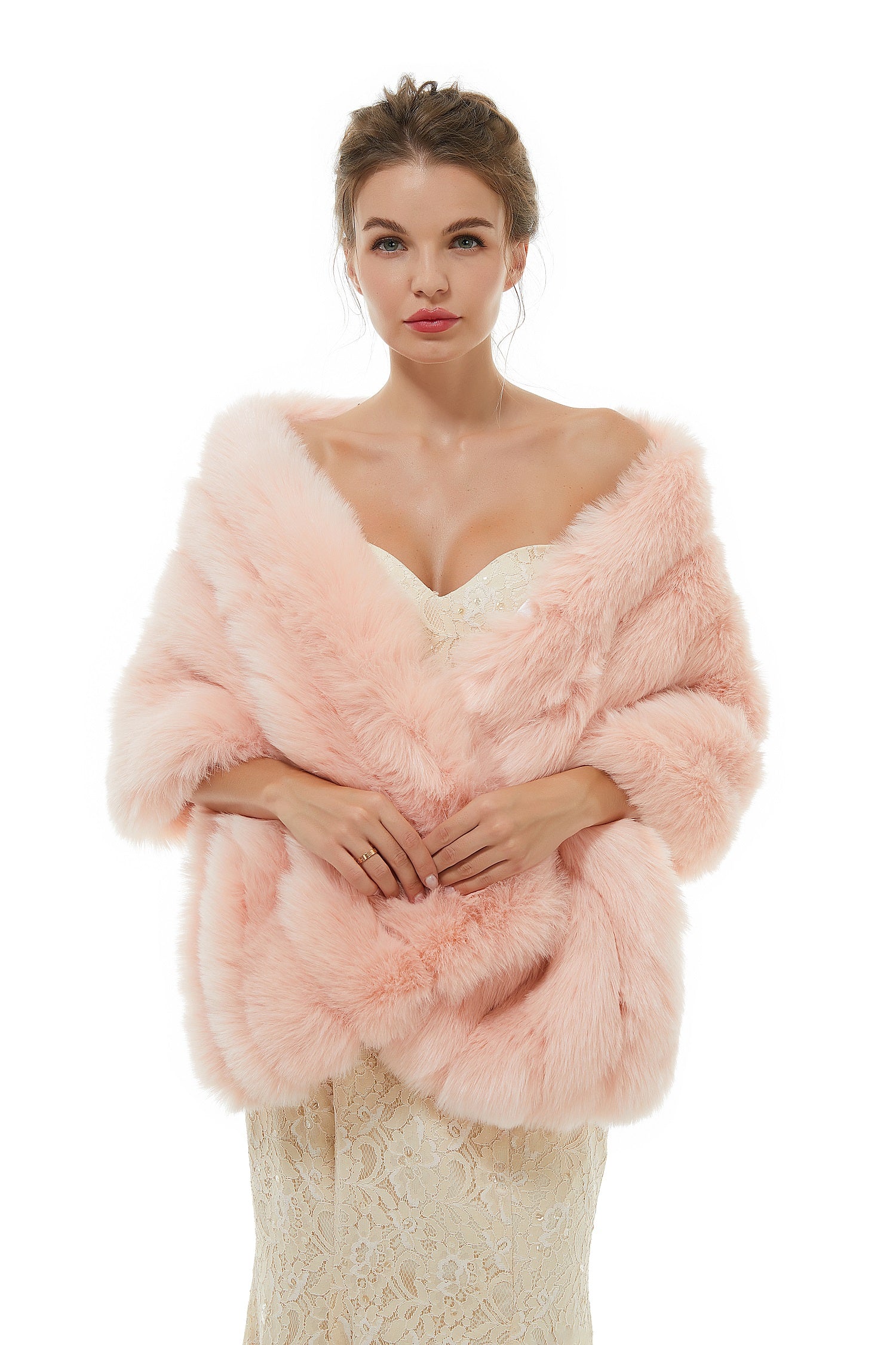 Dresseswow Faux Fur Wedding Wrap for Winter